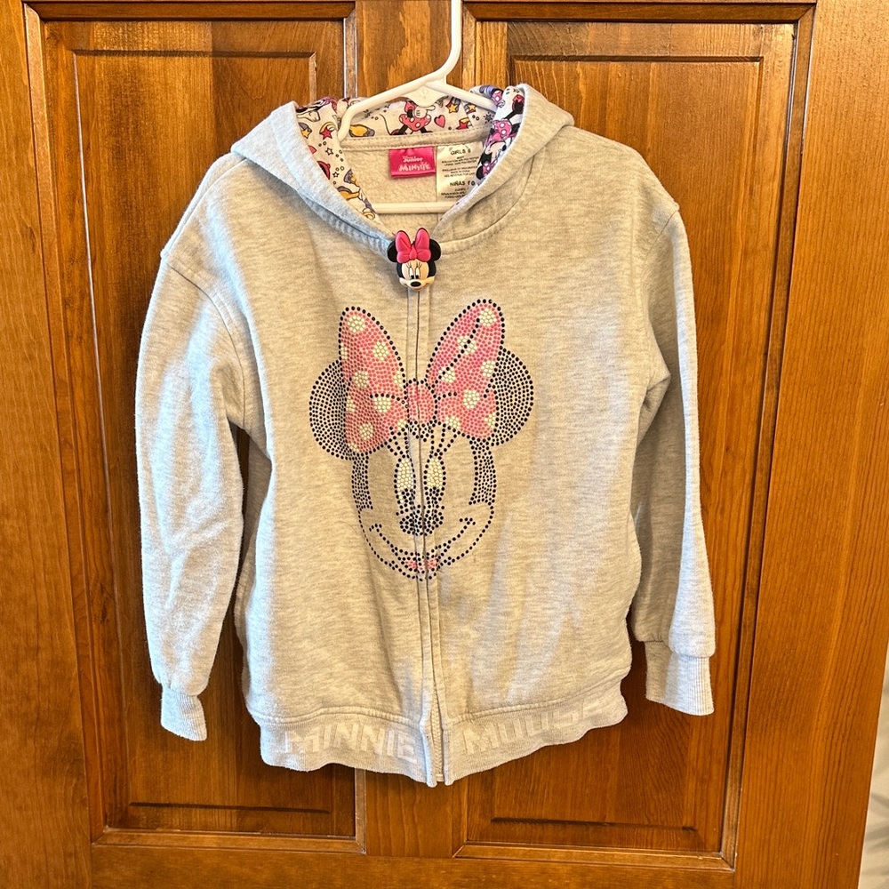 Disney Minnie Mouse Light Gray Kids Hoodie